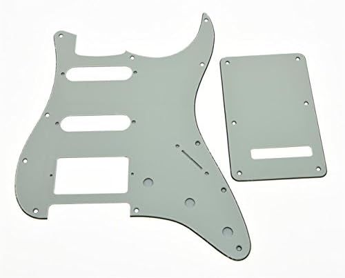 KAISH 11 Hole ST/Strat Style Pickguard HSS Pick Guard with ST Back Plate Tremolo Trem Cover for USA/Mexico Stratocaster/Strat Ivory 3 Ply