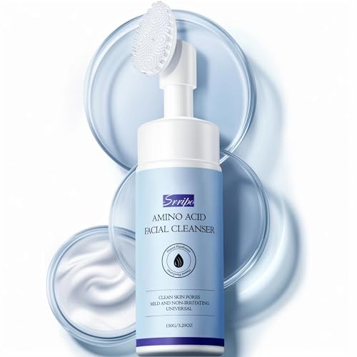 Gentle Foaming Face Wash, Deep Cleansing Facial Cleanser with Brush Moisturizing & Non-Irritating Face Cleanser for Sensitive Dry All Skin, PH Balancing Oil Control Pore Cleaner for Fresh(Blue)