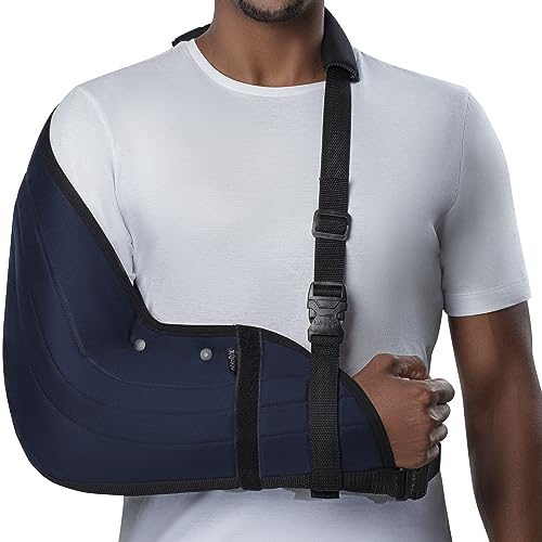 Immobilizer Arm Sling for Upper Limb Injuries - Arm Brace for Left and Right, Bursitis Elbow Brace, Arm Support Straps - Shoulder Support Immobilizer for Rotator Cuff - Black, Medium