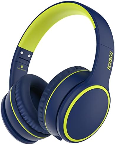 RORSOU B10 Wireless Bluetooth Over-Ear Headphones, Lightweight Folding Stereo Bass Headset with Mic, 50H Playtime, Volume Control, Bluetooth 5.3 Headphones for iPad/Travel/Tablet/PC (Blue)