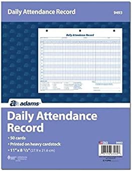 Adams Daily Attendance Record, 8.5 x 11 Inches, 3-Hole Punched, 50-Pack, White (9493)