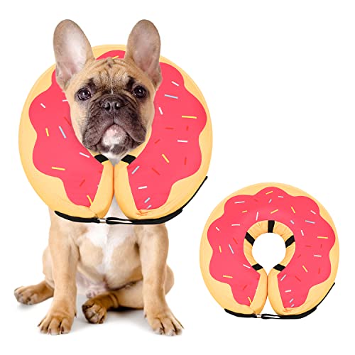 MIDOG Dog Cone, Soft Cone for Dogs After Surgery, Pet Inflatable Collar Protective Recovery Donut Collar to Prevent Pets from Touching Stitches, Wounds, and Rashes - DeepRed,M