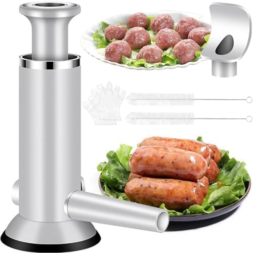 Sausage Stuffer Meatball Maker [2024 New], 2 in 1 Vertical Sausage Stuffer Machine Kitchenaid Sausage Stuffer Kit, Homemade Manual Sausage Maker Tool for Commercial,Household Use, 2 Stuffer Tubes
