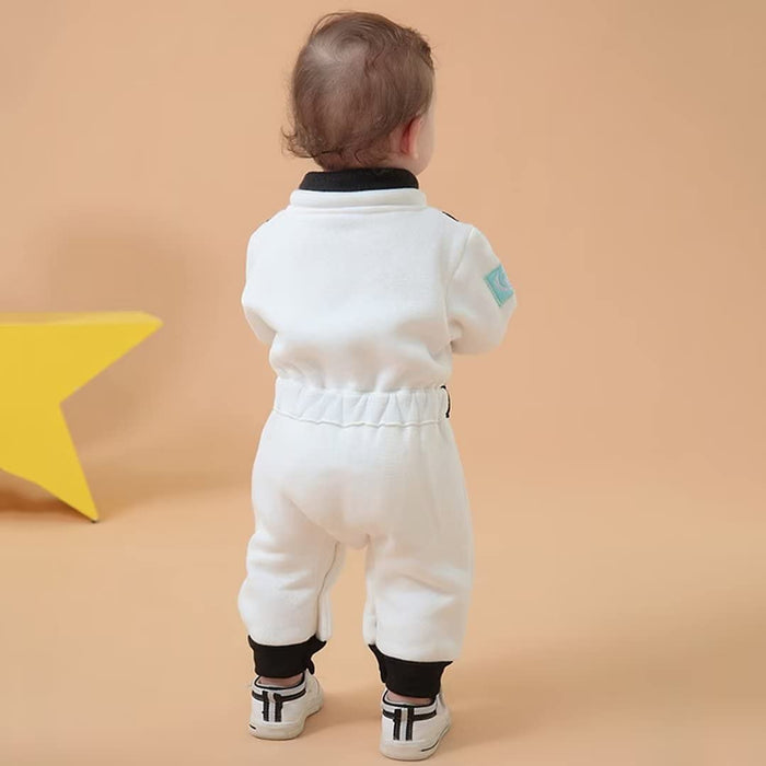 Baby Astronaut Costumes, Unisex Toddler Space Suit, Halloween Dress Up Romper Pilot Costume(White,3-4 Years Old)