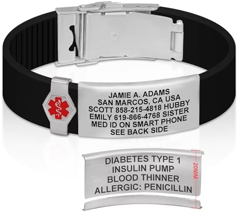 Divoti Custom Engraved Medical Alert ID Bracelet – Dual-Sided Laser Etching, Silicone Wristband, Stainless Steel Security Clasp – Adjustable & Trim-to-Fit – Emergency Medical Info Band for Men & Women