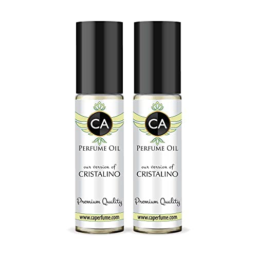CA Perfume Impression of Cristalino For Women Replica Fragrance Body Oil Dupes Alcohol-Free Essential Aromatherapy Sample Travel Size Concentrated Long Lasting Attar Roll-On 0.3 Fl Oz-X2
