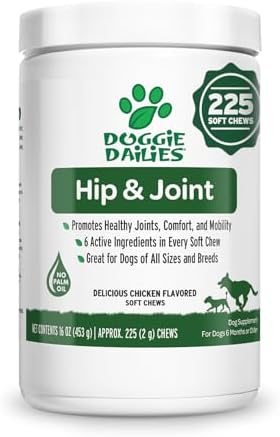 Doggie Dailies Glucosamine for Dogs - 225 Chews - Joint Supplement for Dogs of All Breeds & Sizes - Hip and Joint Supplement for Dogs - Premium Glucosamine and Chondroitin for Dogs (Chicken)