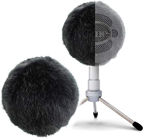 Blue Snowball Furry Windscreen Cover Muff - Professional Snowball ICE Mic Foam Wind Cover Windshield Pop Filter for Recordings, Broadcasting, Singing by Sunmon （Black）