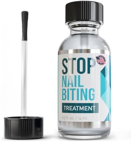 Stop Nail Biting Treatment - Clear, Bitter-Tasting Nail Polish To Stop Nail-Biting - Easy To Apply and Safe For Children - Nail Strengthener Solution - Nail Care for Healthy Nail Growth (0.5 fl oz)
