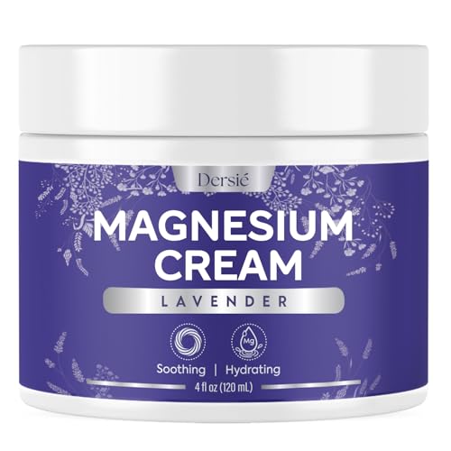 Dersie Magnesium Cream for Sleep & Leg Cramps: Soothing Magnesium Lotion with Lavender, Grape & Camellia Seed Oil - Hydrating & Calming for Men, Women and Kids (4 fl oz)