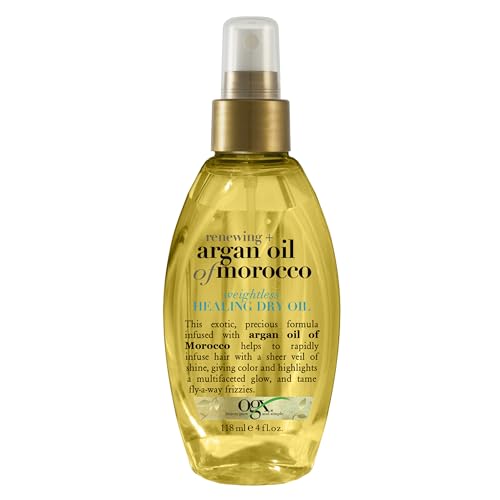 OGX Renewing + Argan Oil of Morocco Weightless Healing Dry Oil Spray, Lightweight Hair Oil Mist for Split Ends, Frizzy Hair and Flyaways, Paraben & Sulfated-Surfactants Free, 4 Fl Oz