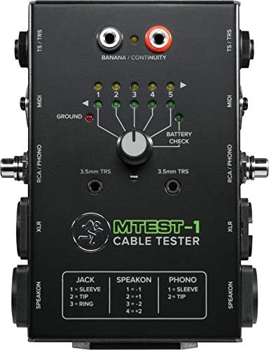 Mackie Cable Tester, 5-way switch Battery-Powered Connector Test, Black, (MTest-1)