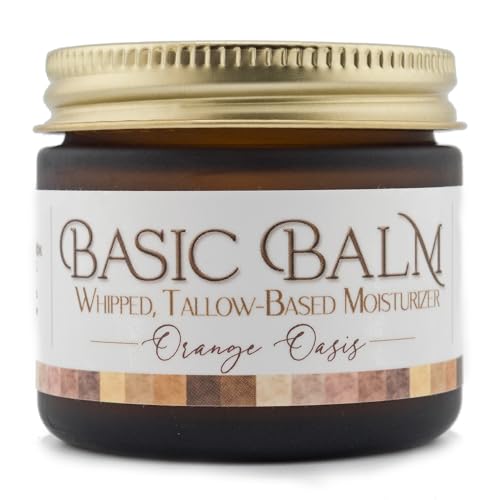 Thompson’s Tallow – Beef Tallow for Skin, 100% Grass-Fed Whipped Tallow Balm Moisturizer with Abyssinian Oil, Manuka Honey & Propolis, Herb-Infused, USA Handmade, Orange