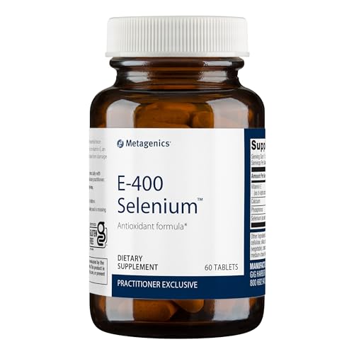 Metagenics E-400 Selenium - Antioxidant & VIT E Support* - Non-GMO, Gluten-Free, Vegetarian - Contains 50 mcg Selenium, 268 mg Vitamin E & 97 mg Calcium - 60 Tablets