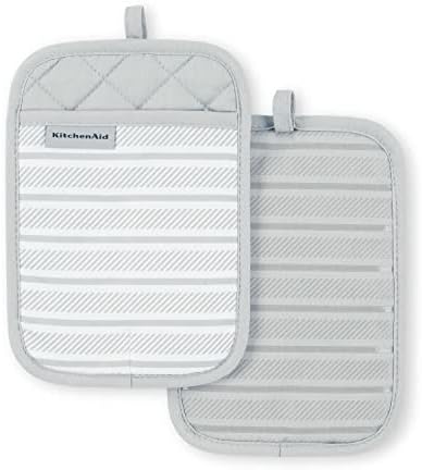 KitchenAid Albany Pot Holder 2-Pack Set, Matte Grey, 7"x10"
