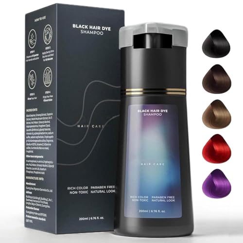 Polar Hair Dye Shampoo, Polar Hair Care Hair Dye Shampoo, Haircare Instant Dye Shampoo, Natural Hair Color Shampoo for Gray Hair Coverage, Suitable for Women & Men (Black)