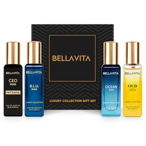Luxury Collection Eau De Parfum (4x0.68 fl. oz.) | Cologne set for Men | 4 in a box - Perfume Set for men | OUD GOLD, OCEAN, B.L.U & CEO Intense | Perfect for gifting