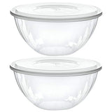 PLASTICPRO Disposable 48 Ounce Round Crystal Clear Plastic Serving Bowls With Lids, Party Snack or Salad Bowl, Chip Bowls, Snack Bowls, Candy Dish, Salad Container Pack of 4