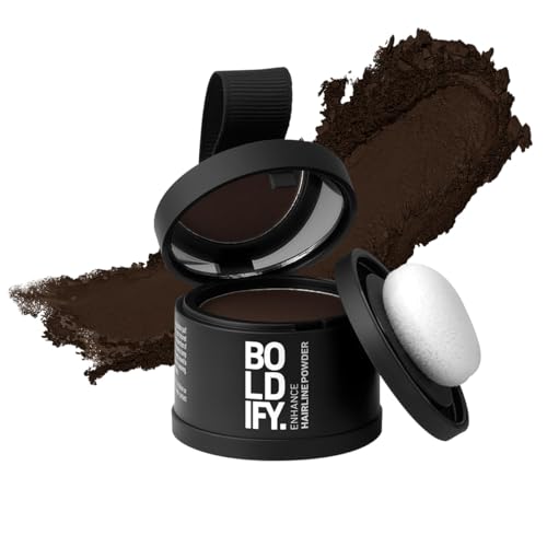 BOLDIFY Hairline Powder - Root Touch Up Hair Color for Gray Coverage - Bald Spot Concealing Hair Powder for Women & Men - 48-Hour Stain-Proof - Dark Brown