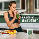 Strong + Sexy Fit Greens Superfood Powder, Green Juice for Gut Health, Energy & Immune Support, Fruit and Veggies Supplement with Wheat Grass, Digestive Enzyme, Vitamin C, 30 SVG | Hawaiian Honey Tea