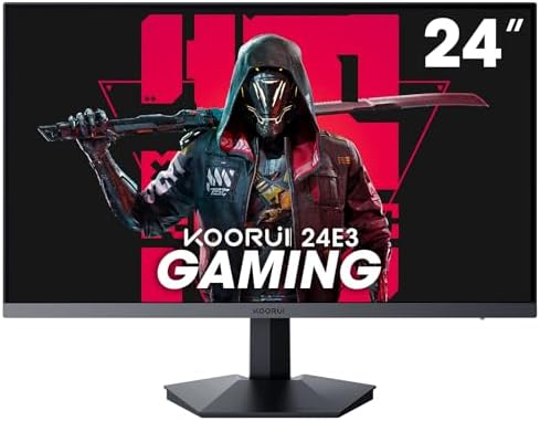 KOORUI Gaming Monitor, 24" IPS Monitor, 165Hz FHD Computer Monitor, 1ms PC Monitor, 99% sRGB Color Gamut, Adaptive Sync, Ultra Slim Frame, VESA Mountable (1920x1080P, HDMI, DisplayPort) 24E3