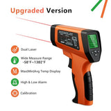 Dual Laser Infrared Thermometer Temperature Gun, -58℉~1382℉ | Digital Laser Thermometer Gun for Cooking, Pizza Oven Grill & Engine with Holster | IR Gun with Backlit & Max-Min Measure & Data Storage