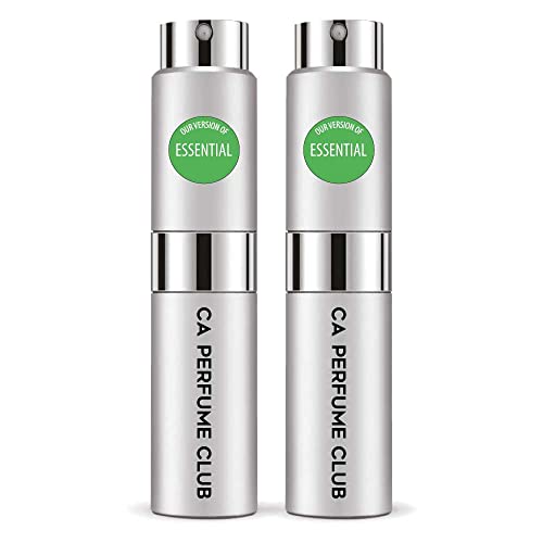 CA Perfume Impression of Essential For Men Replica Version Fragrance Dupes Concentrated Long Lasting Eau de Parfum Spray Refillable Atomizer Bottle 0.27 Fl Oz-X2