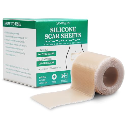 Silicone Scar Sheets, Medical Grade Silicone Scar Tape, Scar Removal Strips for Acne Scars C-Section & Keloid Surgery Scars Sheets Treatment Sheets -1.6"x 60" Roll-1.5M