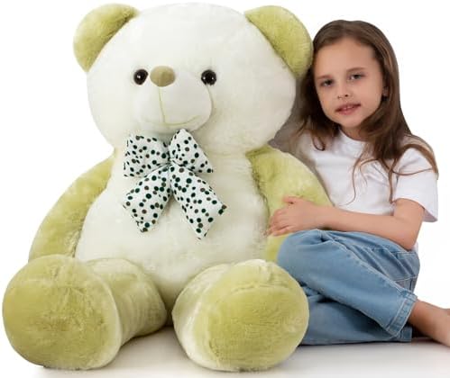 Giant Teddy Bear Green Stuffed Animal Big Teddy Bear 3 Feet Stuffed Animals for Kids Huge Stuffed Animals Big Plushies for Girls Stuffed Bear Plush Toys for Halloween Christmas 36 Inch