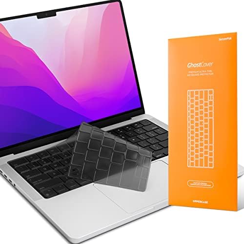 UPPERCASE GhostCover® Premium Ultra Thin Keyboard Cover Protector, Compatible with 2021 2022 2023 2024 M1/M2/M3/M4 Pro/Max MacBook Pro 14/16, M2/M3 MacBook Air 13/15, US ANSI Layout, Translucent