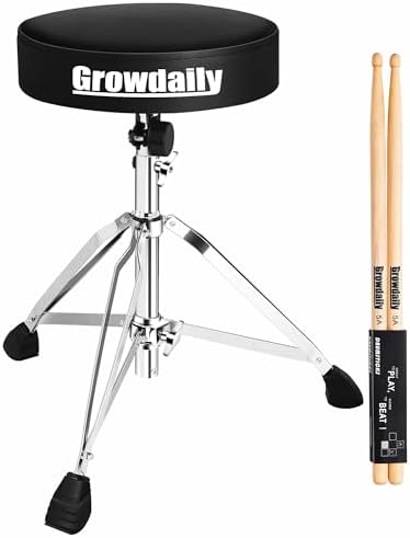 Drum Throne Seat,Adjustable Stool Drum Universal Padded Drum Throne Drummer Stool with 5A Drumsticks for Adults Beginner Drummers