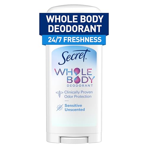 Secret Whole Body Deodorant Stick for Women, Unscented, Aluminum Free Deoderant Stick, 72 HR Odor Protection, 2.4 oz