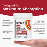 Ombre 3-in-1 Probiotic, Prebiotic and Postbiotic for Digestive Health & Gut Health - 45 Billion CFU - Bloating, Constipation & Gas Relief - Metabolic & Immune Support for Women & Men, 30 Day Supply