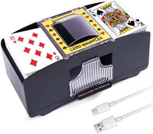Automatic Card Shuffler, Battery Operated Card Dealer Machine, Electric Casino Card Shuffler for UNO, Blackjack, Texas Hold'em, Home Card Games