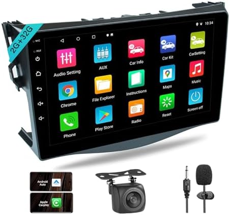 Car Radio for Toyota RAV4 2007-2012 with Wireless Carplay and Android Auto,9 Inch Touch Screen Car Stereo with 4K Camera Support BT/Mirror Link/FM/WiFi/GPS Navigation, 2+32GB