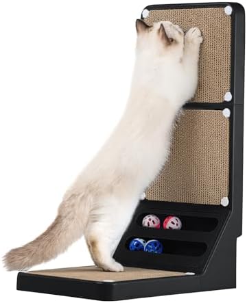 Cat Scratching Board Cat Scratching Ball Wall Scratchers for Indoor Cats L Shaped Cat Scratcher Cat with Scratcher Replacement Pads Black
