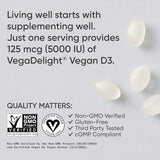 Sports Research Vegan Vitamin D3 5000IU (125 mcg) with Coconut Oil | 100% Plant-Based Vitamin D for Bone, Joint & Immune Support | Carrageenan Free, Vegan Certified & Non-GMO Verified (60 Softgels)