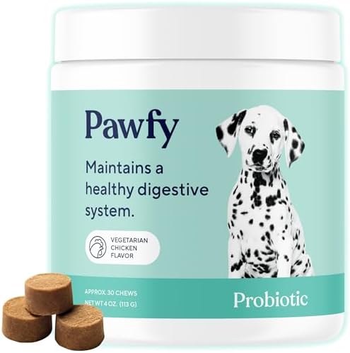 Pawfy Probiotics for Dogs | Supports Digestive Health, Diarrhea for Small and Large Dogs | Improves Gut Health | Anti Yeast Supplements | Promotes Skin Health and Seasonal Allergies Support - 30 Chews