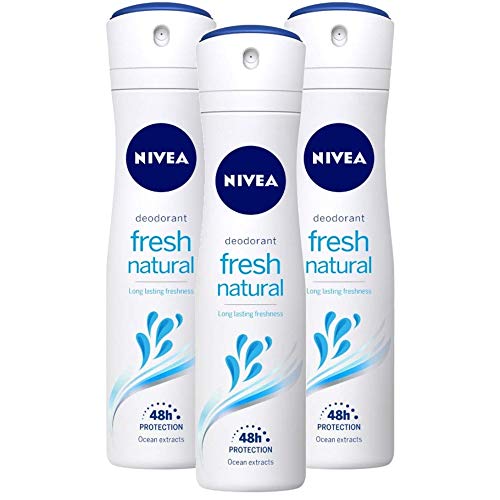 Nivea Longlasting 48 Hours Freshness Body Spray - Fresh Natural, 3 Packs x 150 ML / 5.07 Fl. Oz