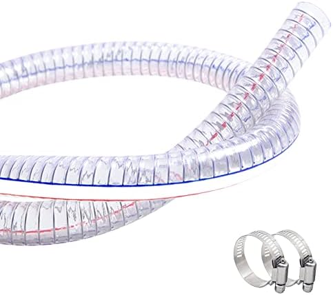 QuQuyi 1 Inch ID x 1-1/4 Inch OD Heavy-Duty Steel Wire Suction PVC Flexible Tubing High Pressure UV Chemical Resistant Thick Vinyl Hose Tube, 3.3 FT
