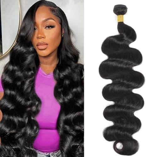 Rao 12A Brazilian Bundles Human Hair 30 Inch Body Wave Human Hair Bundles 100% Unprocessed Brazilian Virgin Human Hair Weave Bundles Body Wave Hair Extensions 1 Bundle Deals Natural Color For Women
