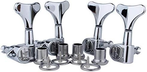 Guyker Guitar Bass Tuners (4 for Left) - 1:17 Ratio Headstock Sealed Tuning Key Pegs Machine Head Replacement for Electric Jazz Bass or Precision Instruments - Chrome