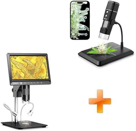 TOMLOV DM1 Wireless Digital Microscope,Handheld USB HD Inspection Camera 50x-1000x Magnification with Stand+DM702