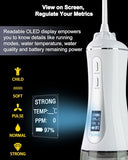 MySmile Powerful Cordless 350ML Water Dental Flosser Portable OLED Display Oral Irrigator with 5 Pressure Modes 8 Replaceable Jet Tips and Storage Bag for Home Travel Use (White)