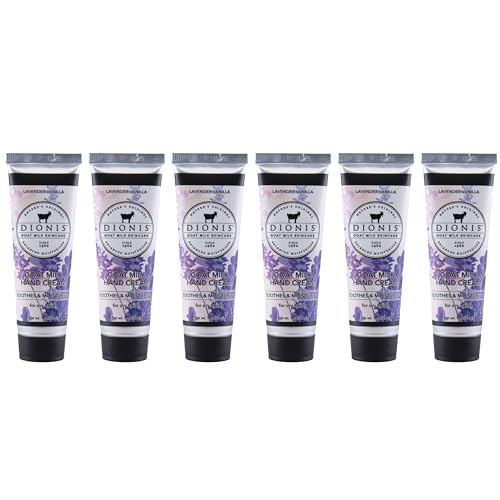 Dionis - Goat Milk Skincare Scented Hand Cream (1 oz) Set of 6, Moisturizing Lotion for Dry Skin, Good for Sensitive Skin, Cruelty-free and Paraben-free (Lavender Vanilla)