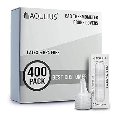 Aqulius Ear Thermometer Probe Covers - Compatible with Braun Thermoscan IRT6520, IRT6020 & Phillips IRT3030-400 Count Single-Use Bulk Refill Pack - Disposable Ear Thermometer Covers & Probe Caps