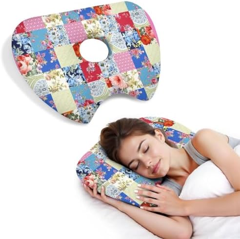 Ear Piercing Pillow for Side Sleepers Pillows with Holes for Ear Pain,Donut Pillow for Ear Side Sleeping Pillow for Adults CNH Ear Pain Relief Pressure Sores Ear Pillow with Hole in Center