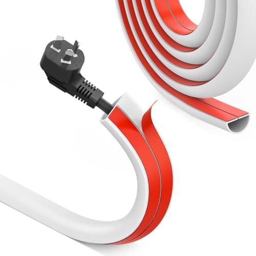 Wall Cord Hider 39 Inch - Self-Adhesive Wire Cover Raceway for Walls, Flexible PVC Cable Concealer for Home and Office, W0.59 H0.39in - White