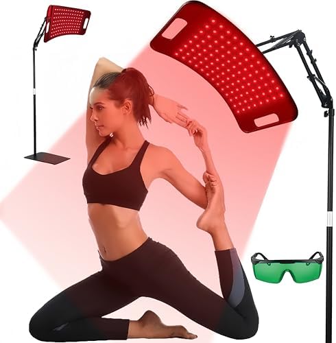 Red Light Therapy Lamp for Body with Adjustable Stand & Holder for Face and Body, 660nm and 850nm Infrared Light Panel Device for Home and Gym Use,130 Beads