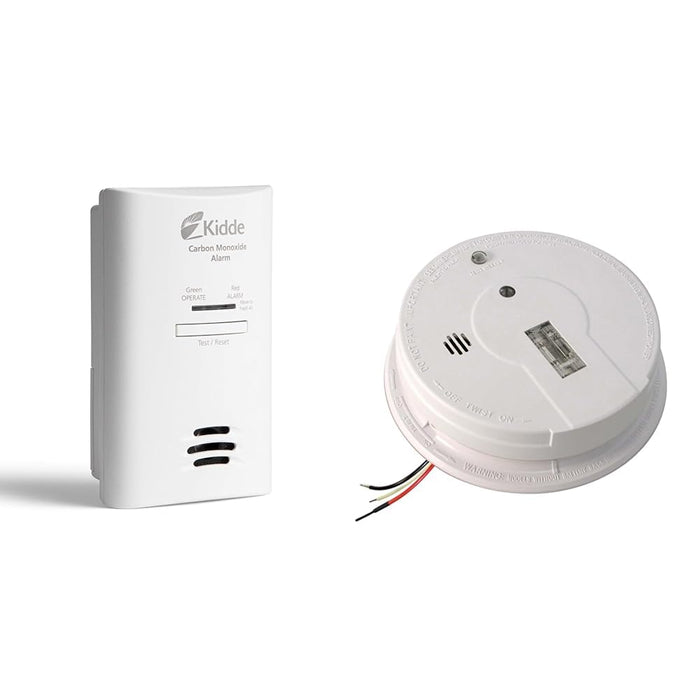 Kidde Carbon Monoxide Detector, Plug in Wall with AA Battery Backup, Test-Hush Button & Hardwired Smoke Detector with Safety Light, 9-Volt Battery Backup, Ideal for Hallways